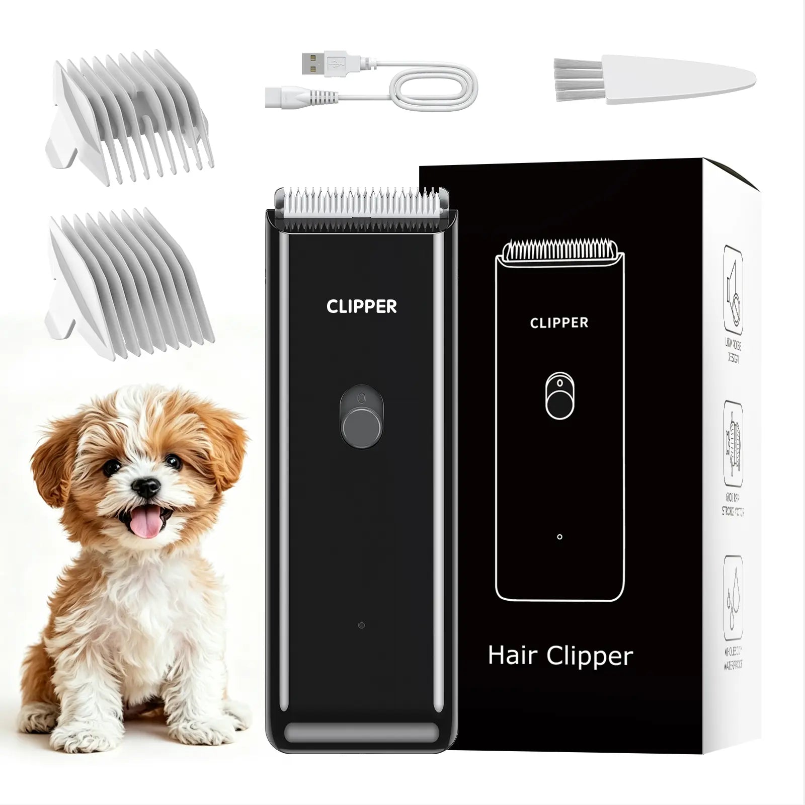 Professional Low Noise Rechargeable Cordless Pet Clippers for Dog and Cat Grooming with Ceramic Blade, Ideal for Matted and Long Hair