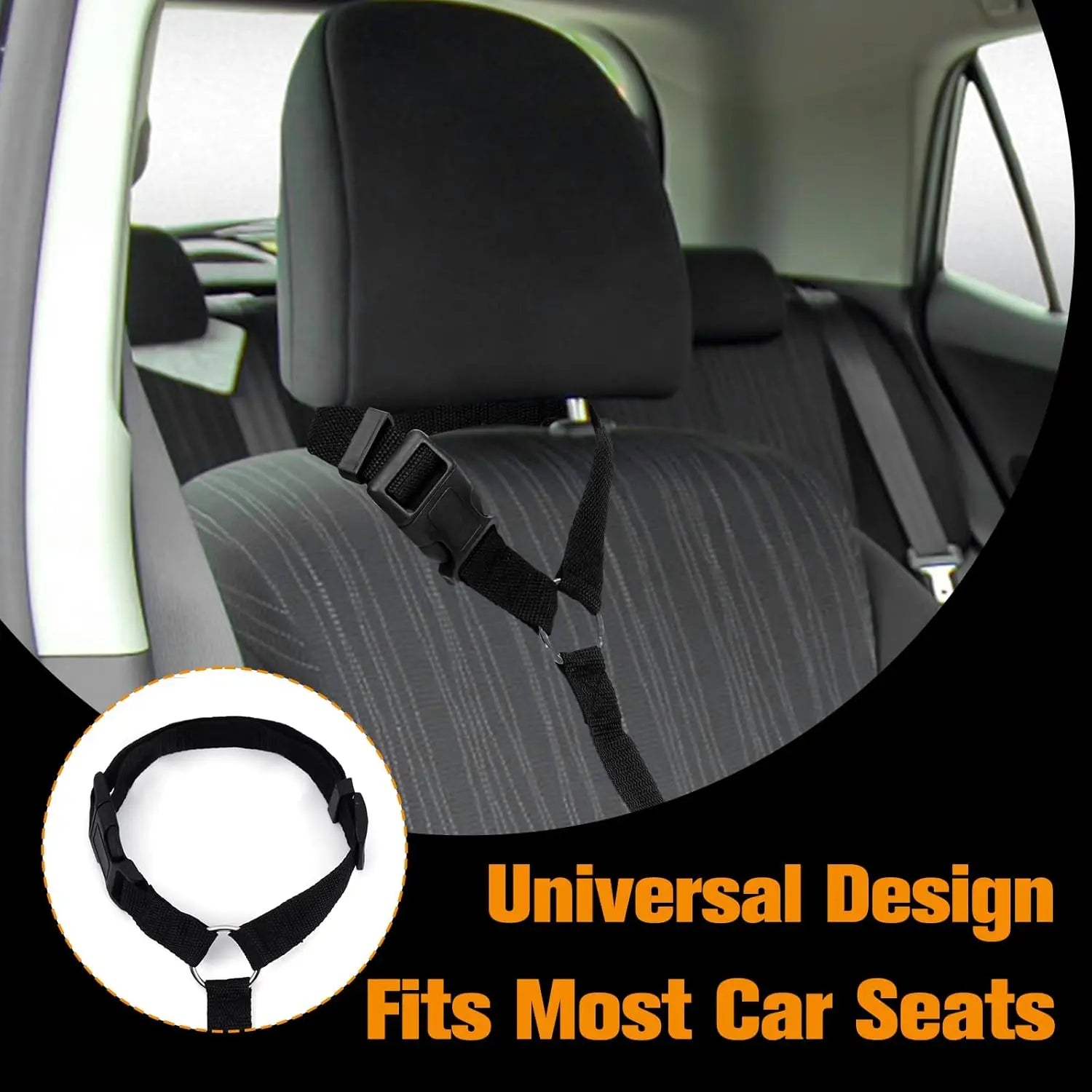 Adjustable Dog Car Harness Seatbelt - 2 Pack Headrest Restraint Tether for Enhanced Pet Safety During Vehicle Travel