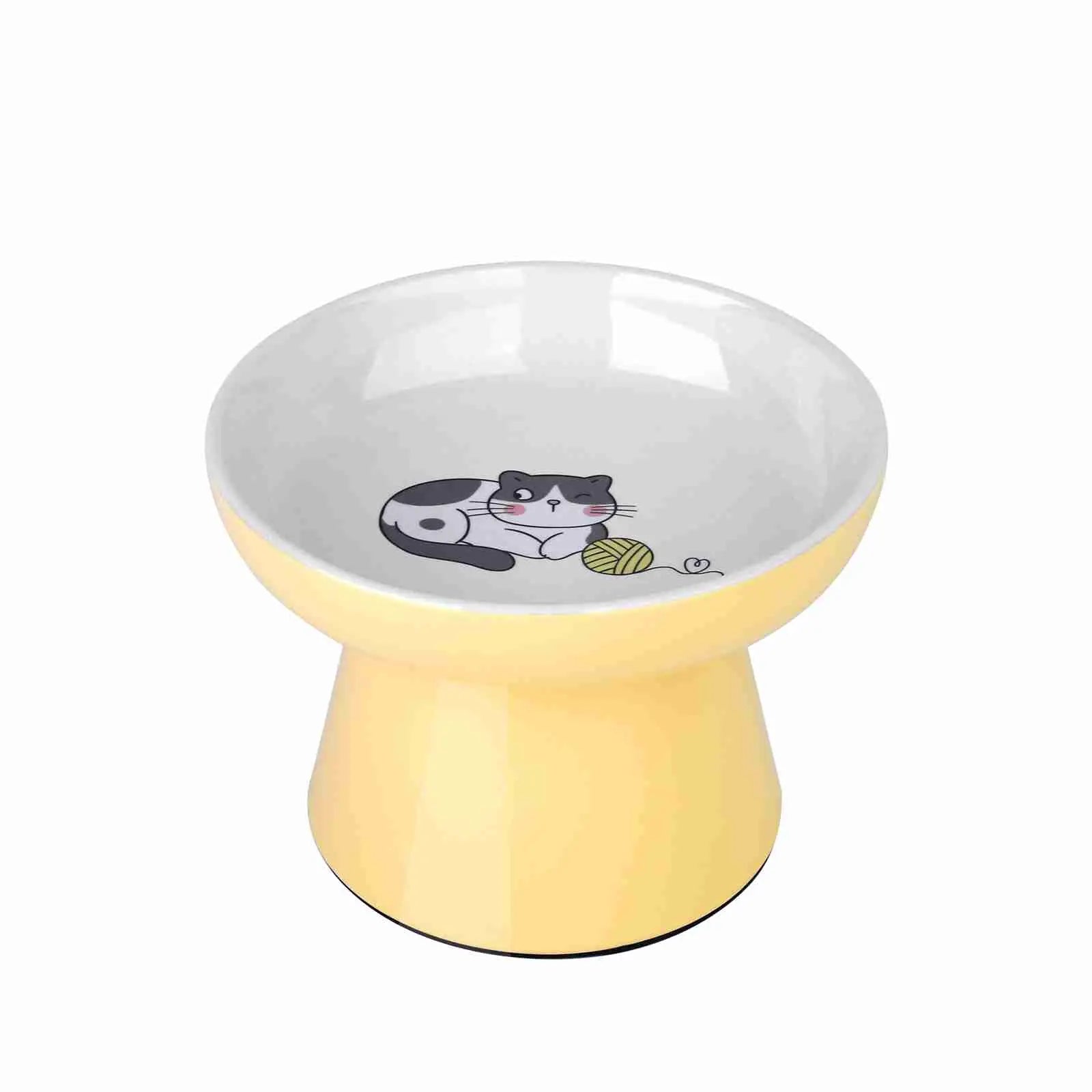 Elevated Ceramic Cat Bowls for Small Pets - Whisker-Friendly, Anti-Vomiting, Non-Slip, and Dishwasher/Microwave Safe