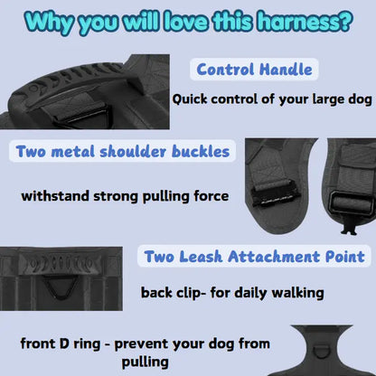 Tactical Dog Harness, Leash, and Collar Set for Medium and Large Breeds - Ideal for German Shepherds and Malinois Training and Walking