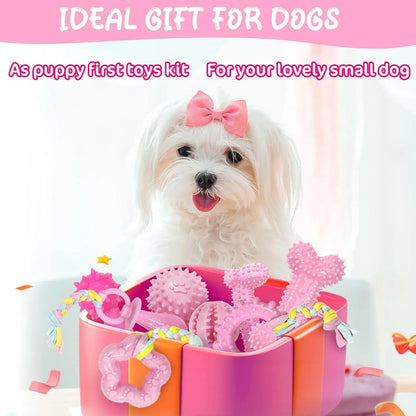 Set of 8/6 Durable Puppy Chew Toys for Teething Small Dogs - Interactive and Soft Rubber Toys for Engaging Playtime, Perfect for Christmas, Father's Day, and Summer Celebrations