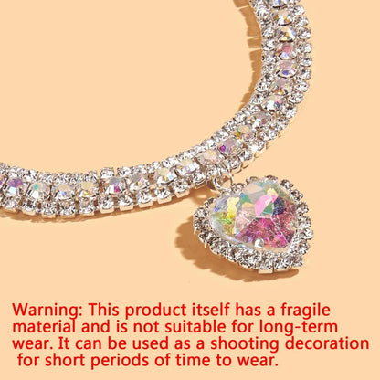 Heart-Shaped Artificial Diamond Pet Collar - Aesthetic Accessory for Cats and Dogs