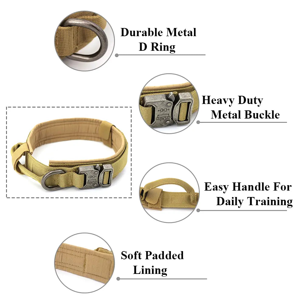 Tactical Dog Harness, Leash, and Collar Set for Medium and Large Breeds - Ideal for German Shepherds and Malinois Training and Walking
