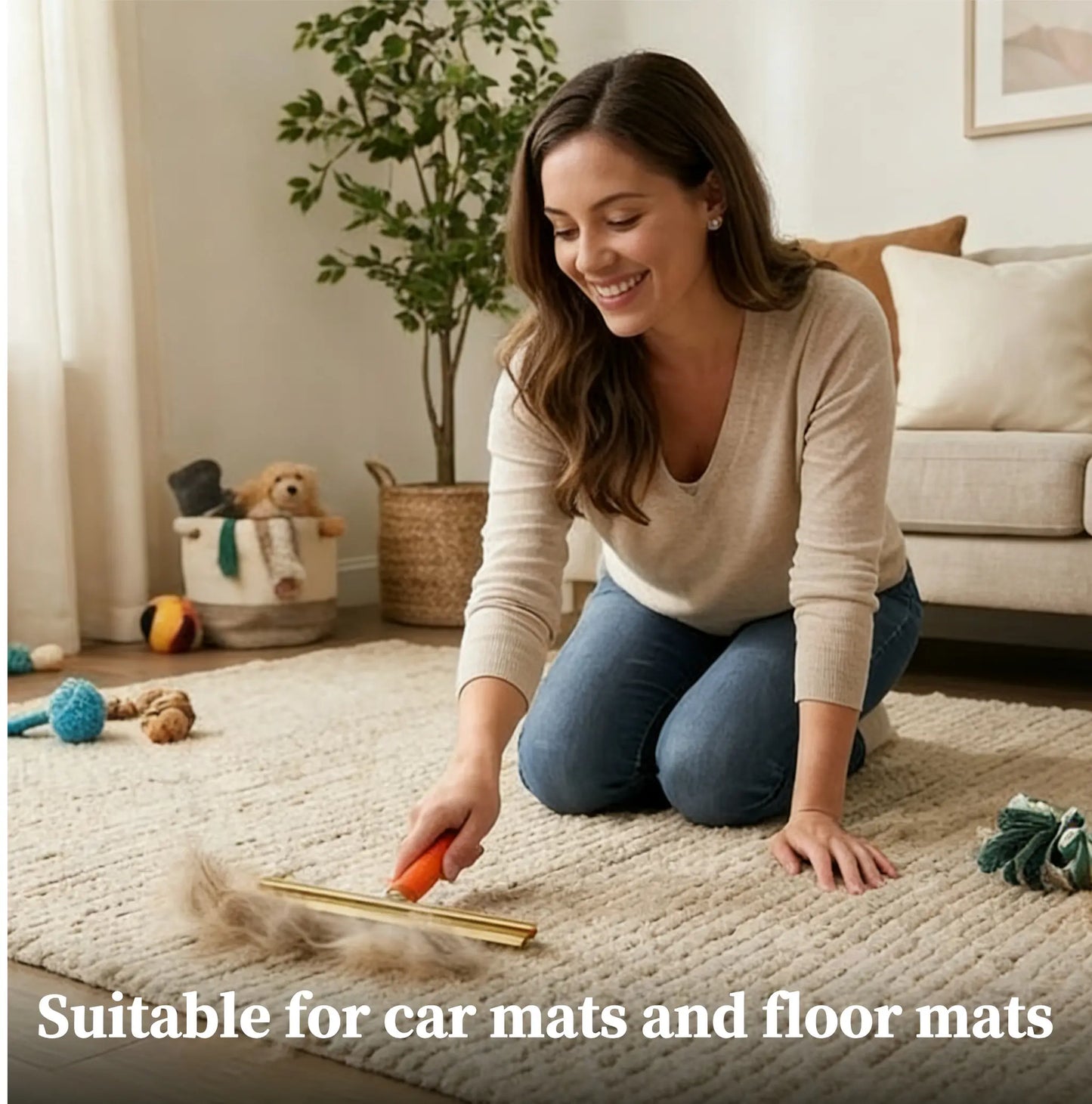 YOMI PET Reusable Car Mat Hair Remover Brush for Efficient Pet Hair Cleaning on Rugs and Mats